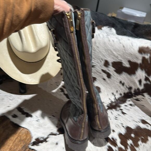 Tory Burch Brown and Gray Lace Up Boots - Picture 6 of 14